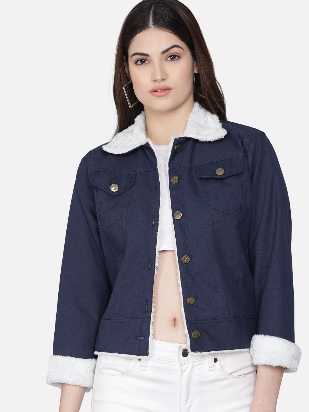 FurryFlair Women Navy Blue Outdoor Tailored Jacket Price in India