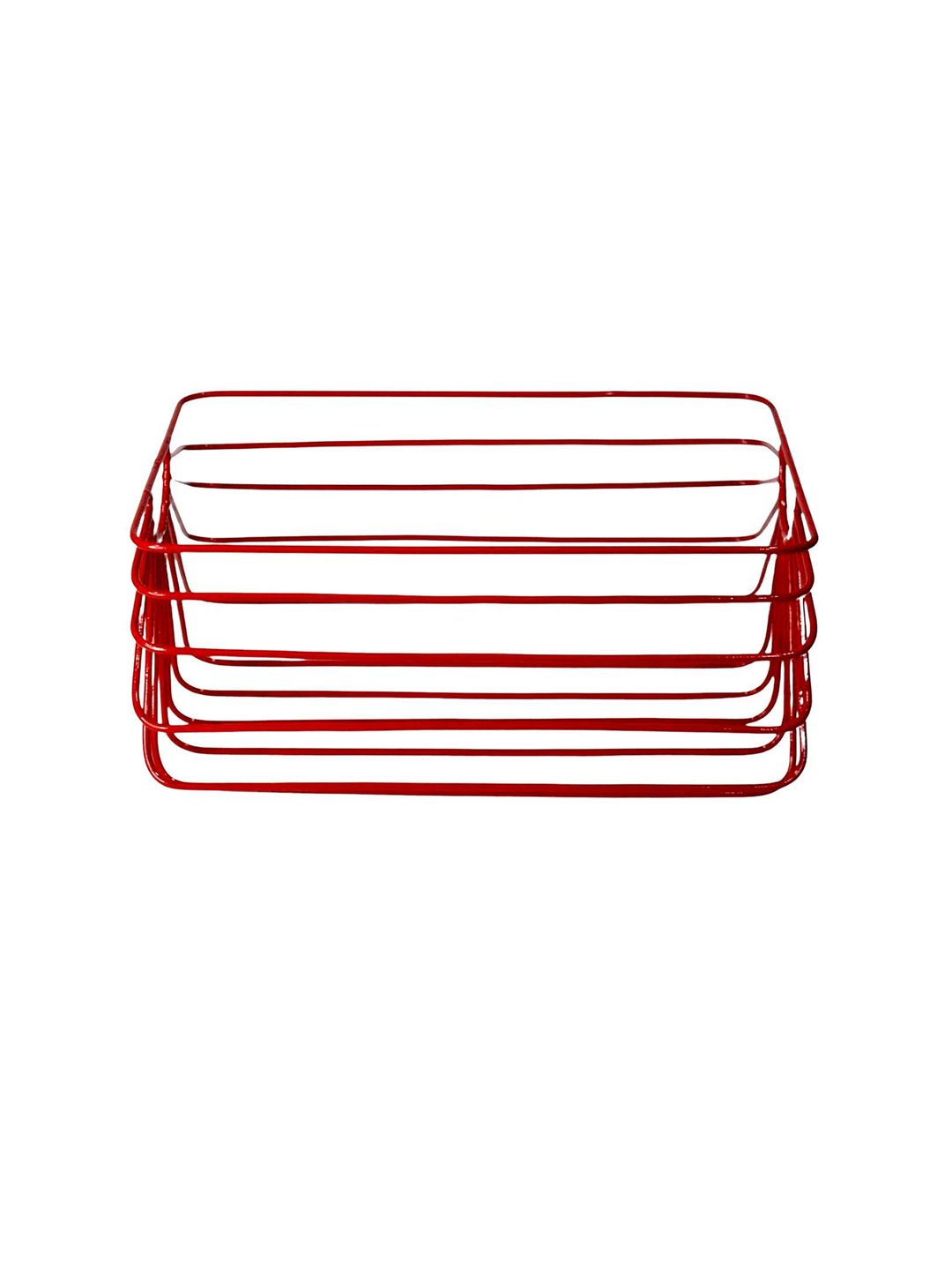 Tranquil square Red Solid Metal Fruit Basket Price in India