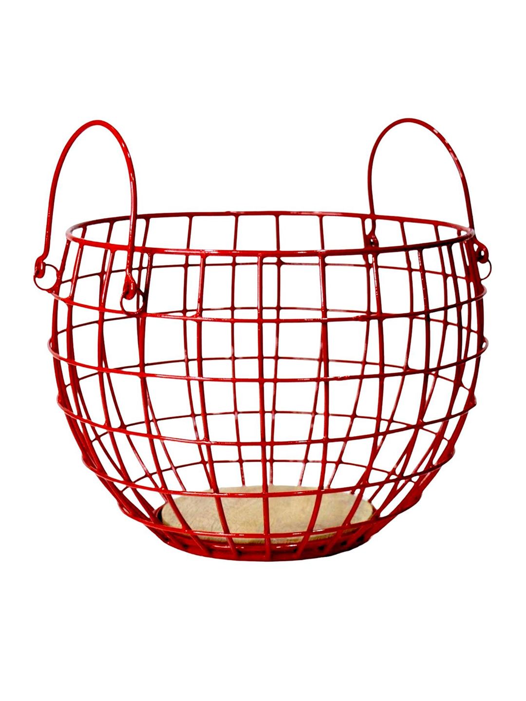 Tranquil square Red Metal Fruit Basket Price in India