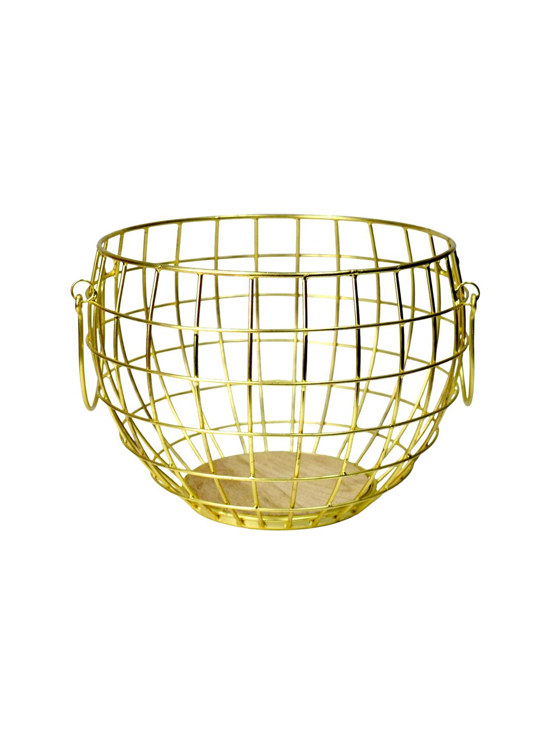 Tranquil square Gold-Toned Round Fruit & Vegetable Basket Price in India