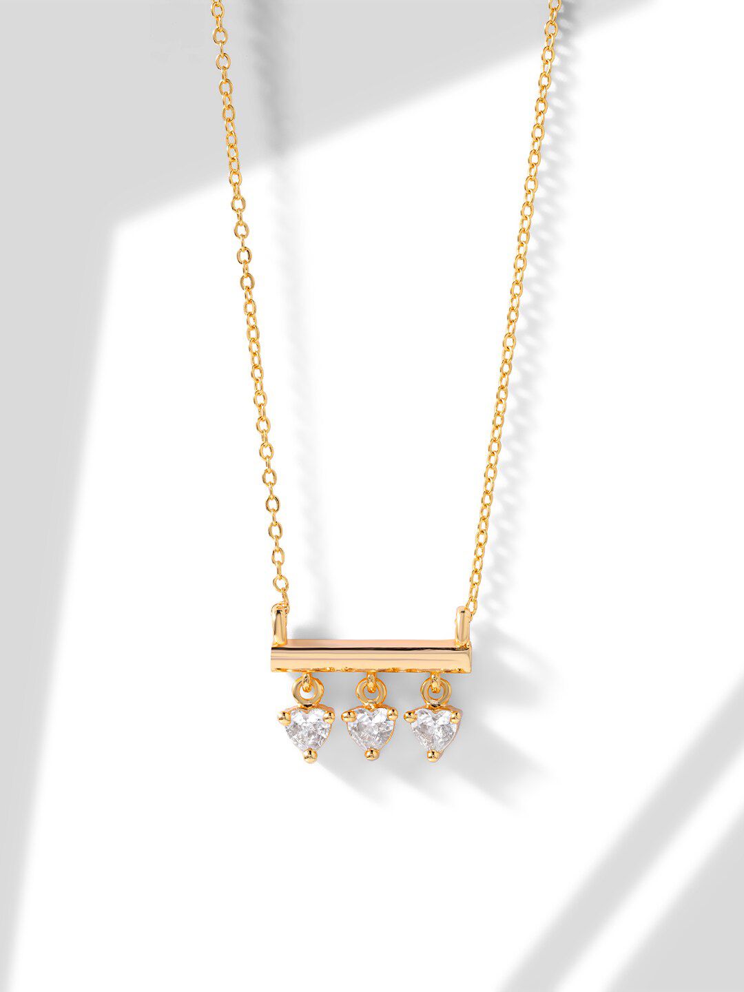 MINUTIAE Gold-Plated & White Brass Solitaire Dangling Pendant Necklace Price in India