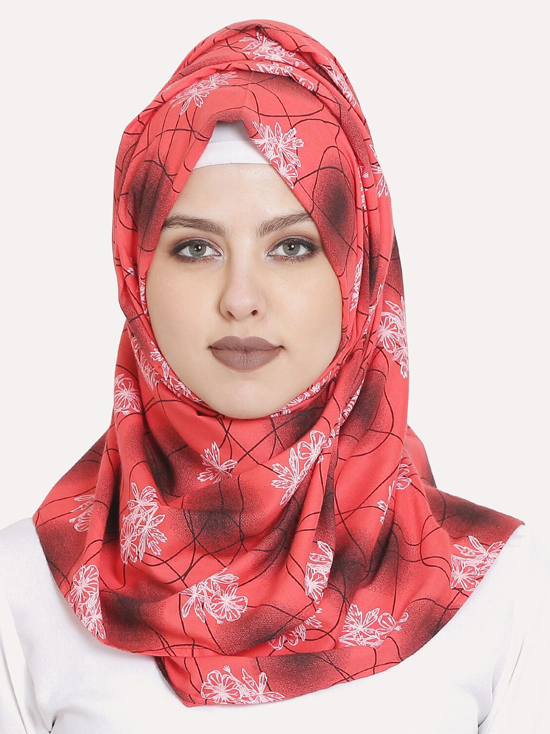 MOMIN LIBAS Women Red & White Printed Scarf Price in India