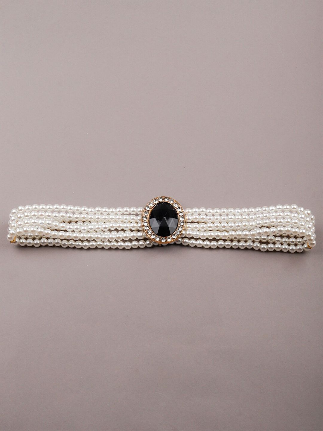 ODETTE Women White & Black Embellished Belt Price in India