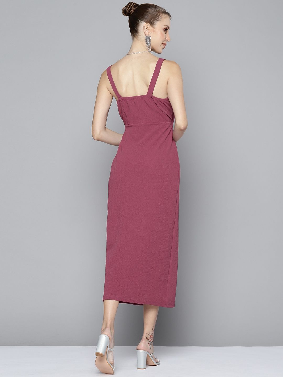 Buy SASSAFRAS Women Mauve Sheath Midi Dress - Dresses for Women 18110412 |  Myntra