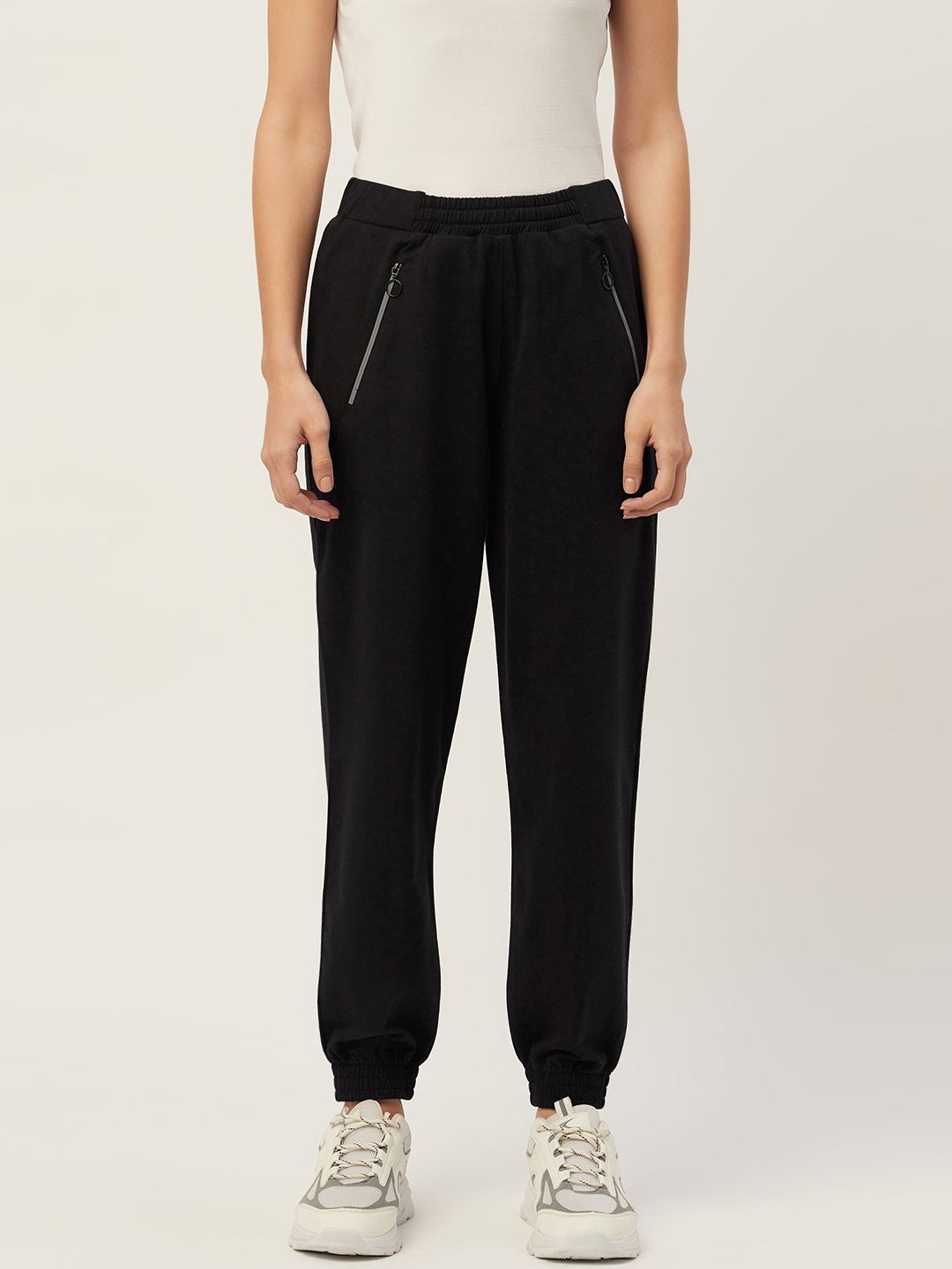 FEMEA Women Black Solid Joggers Price in India