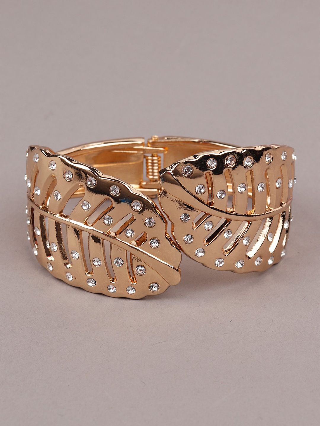 ODETTE Women Gold-Toned & White Cuff Bracelet Price in India