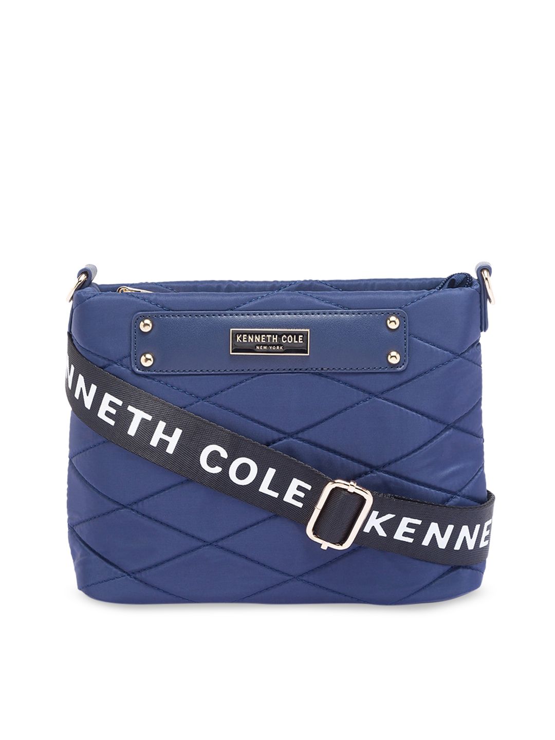 Kenneth Cole Navy Blue Quilted Structured Sling Bag Price in India