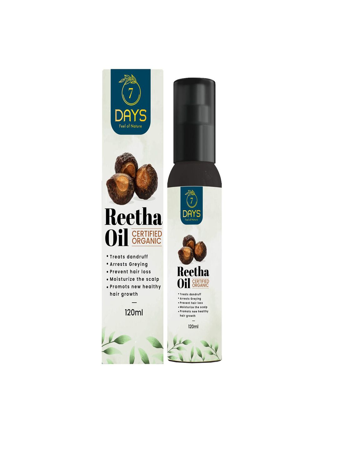 7 DAYS Cold-Pressed 100% Pure Reetha Oil for Hair Fall & Dandruff Control - 120ml Price in India