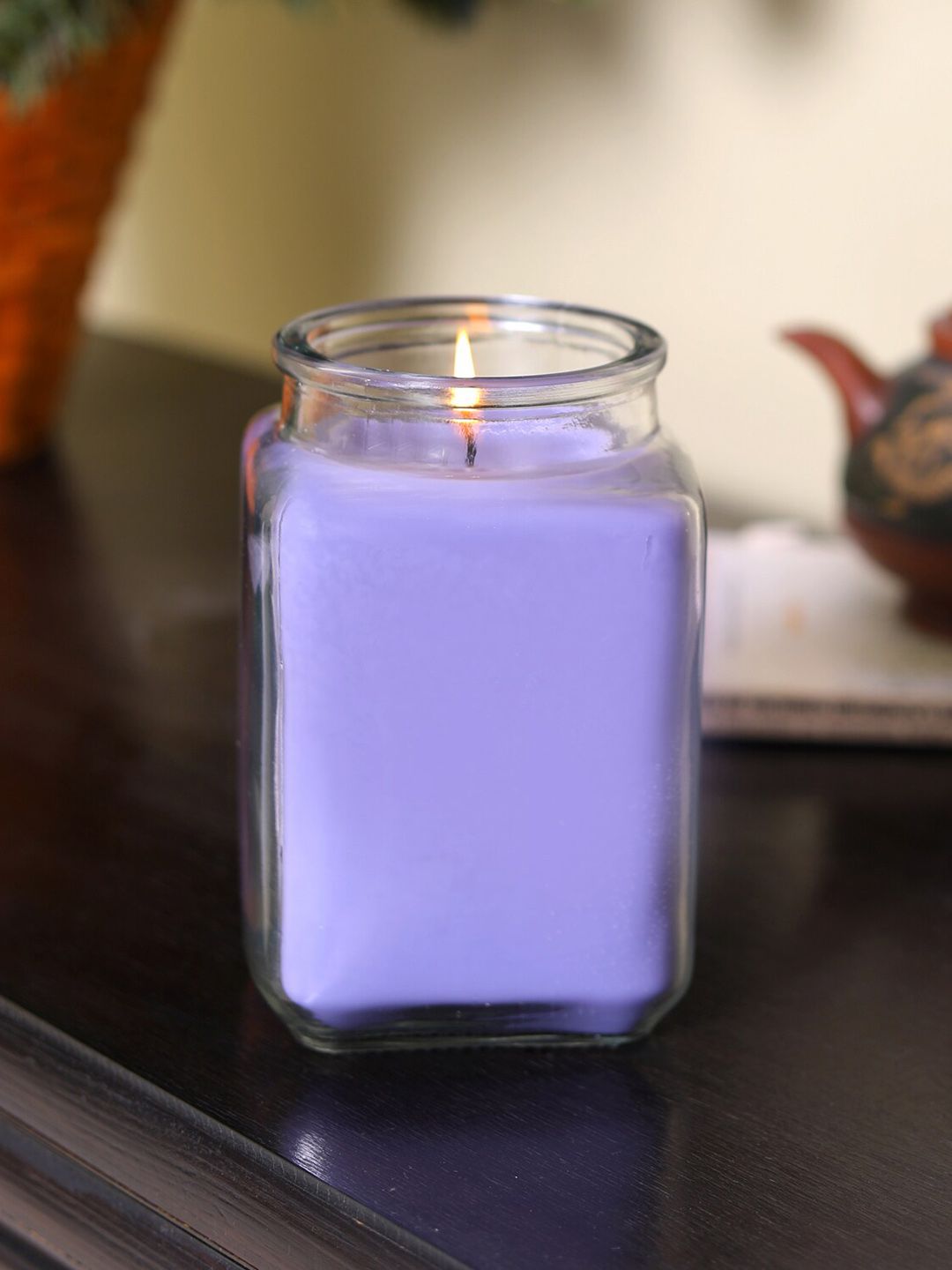 HOSLEY Purple Solid Lavender Scented Glass Jar Candles Price in India