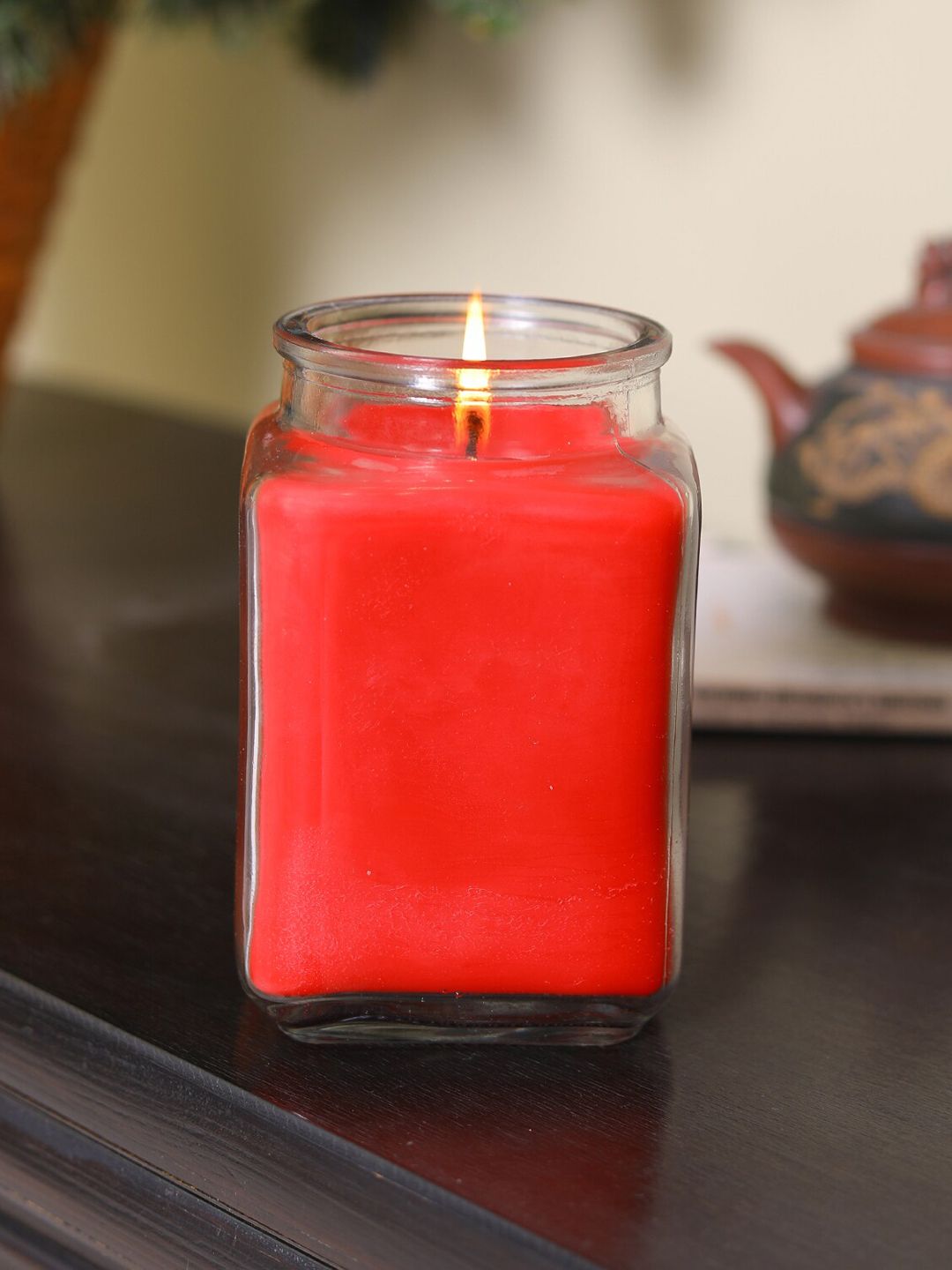 HOSLEY Red 18oz Apple Cinnamon Scented Candle Wax Jar Candle Price in India