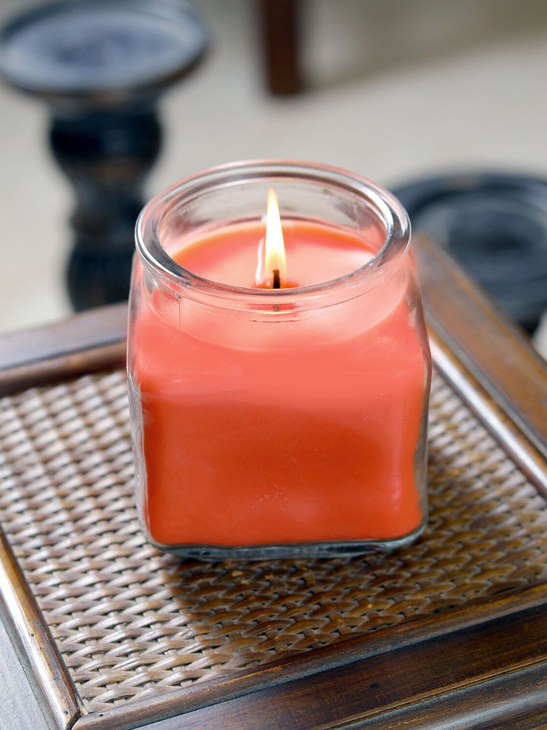 HOSLEY Orange Solid Tropical Mist Scented Candle Wax Jar Candle Price in India