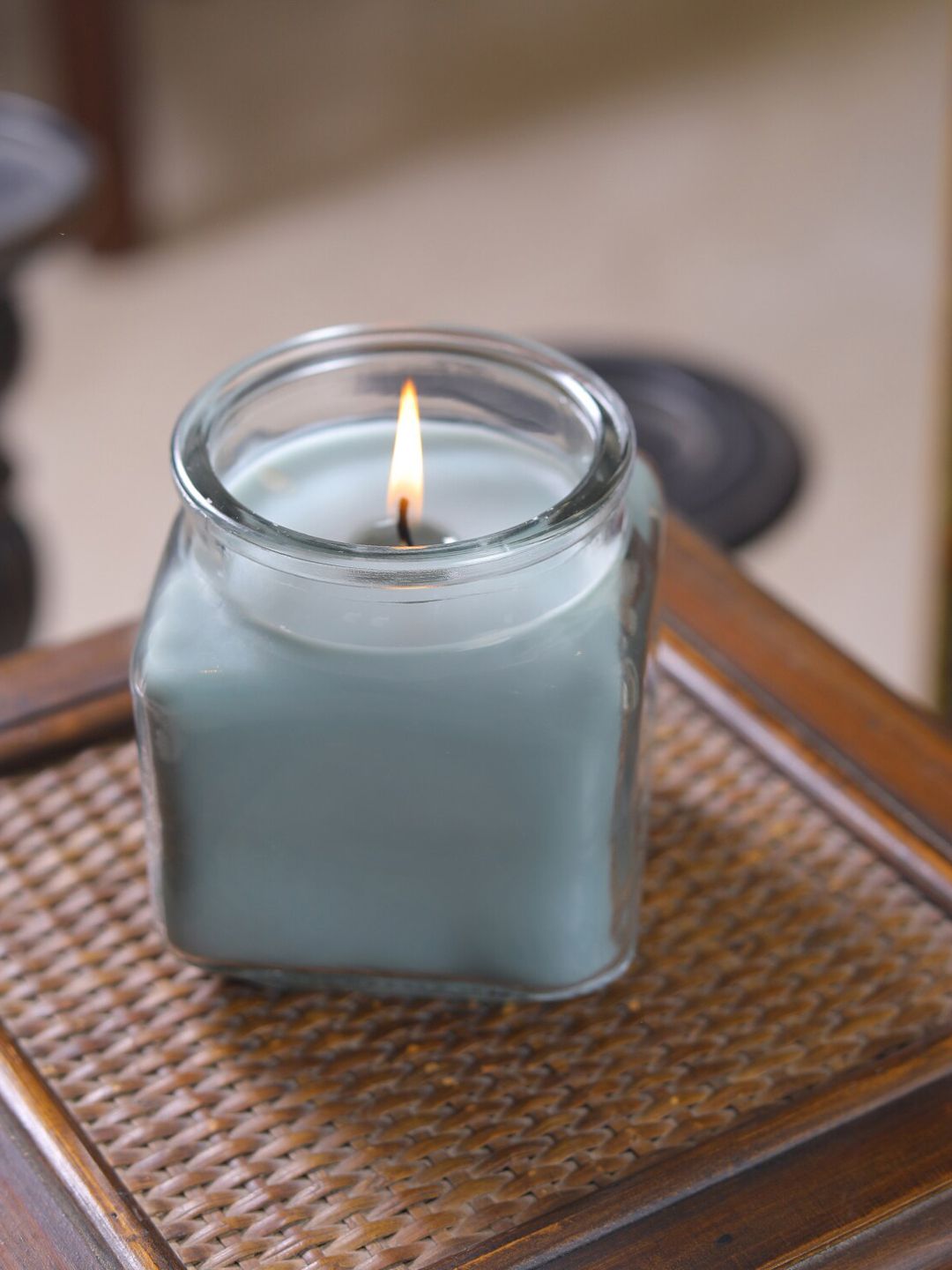 HOSLEY Blue Solid Mint Scented Candle Wax Jar Candles Price in India