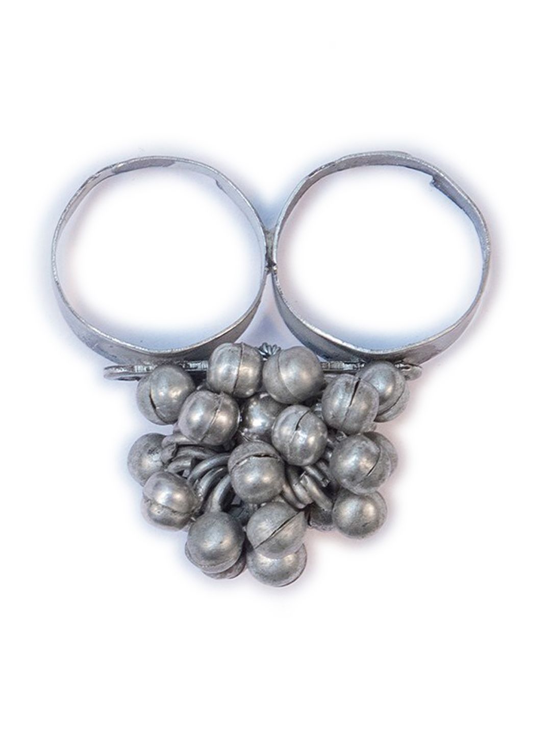 creyons by mansi Set Of 2 Grey Ghunghroo Bell Finger Ring Price in India