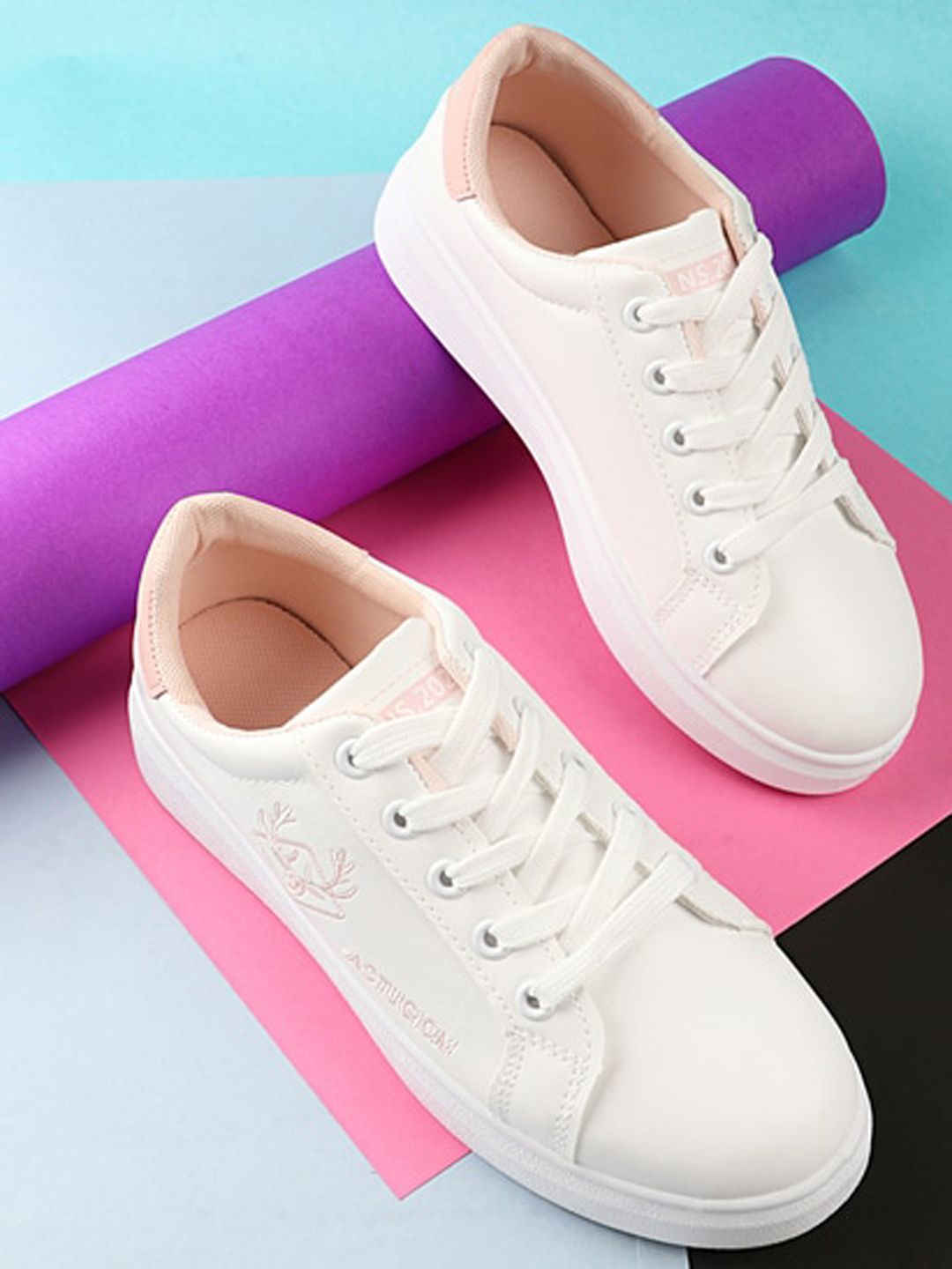 THE WHITE POLE Women Pink Leather Sneakers Price in India