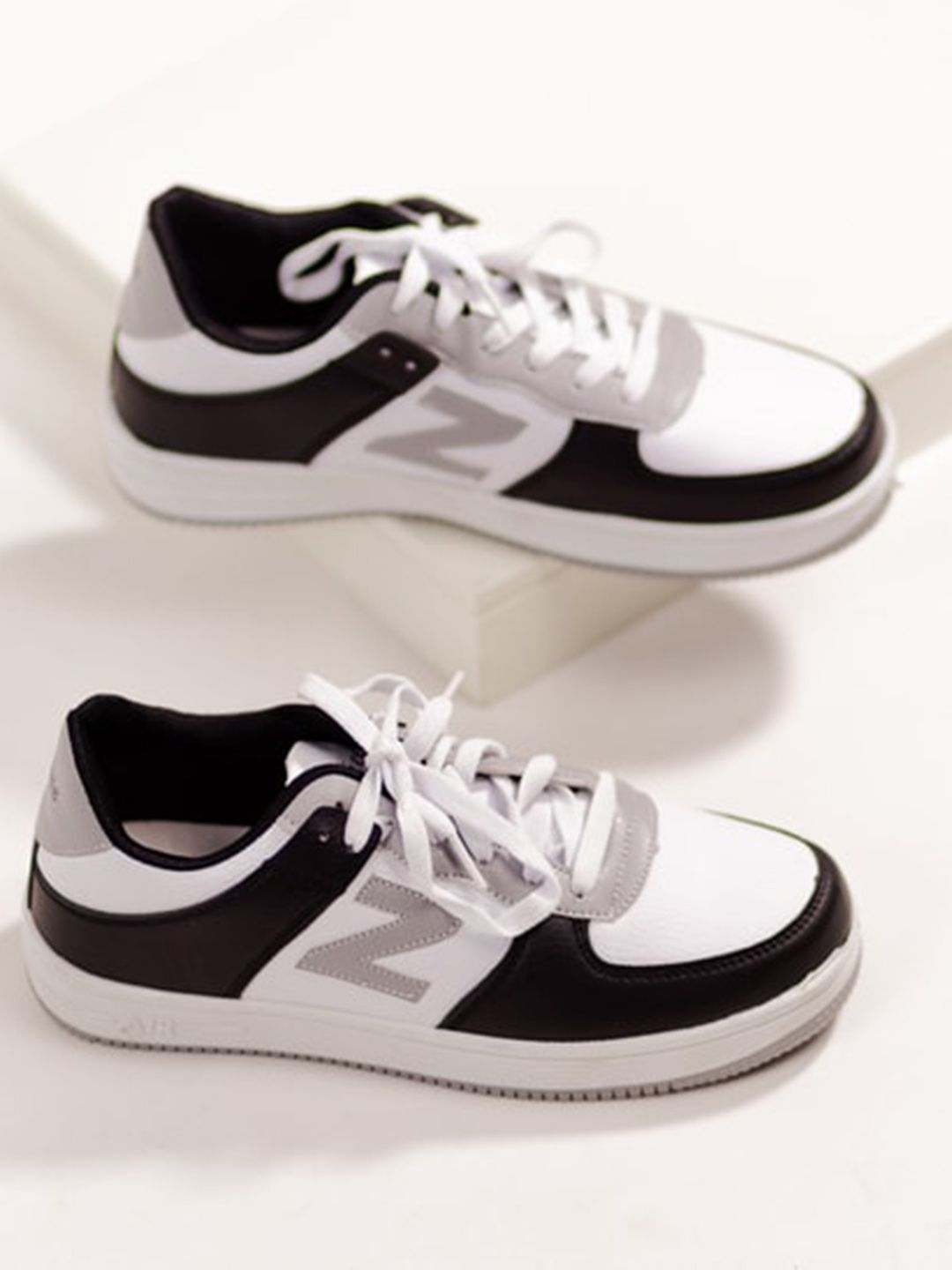 THE WHITE POLE Women Black Colourblocked Patent Leather Lightweight Sneakers Price in India