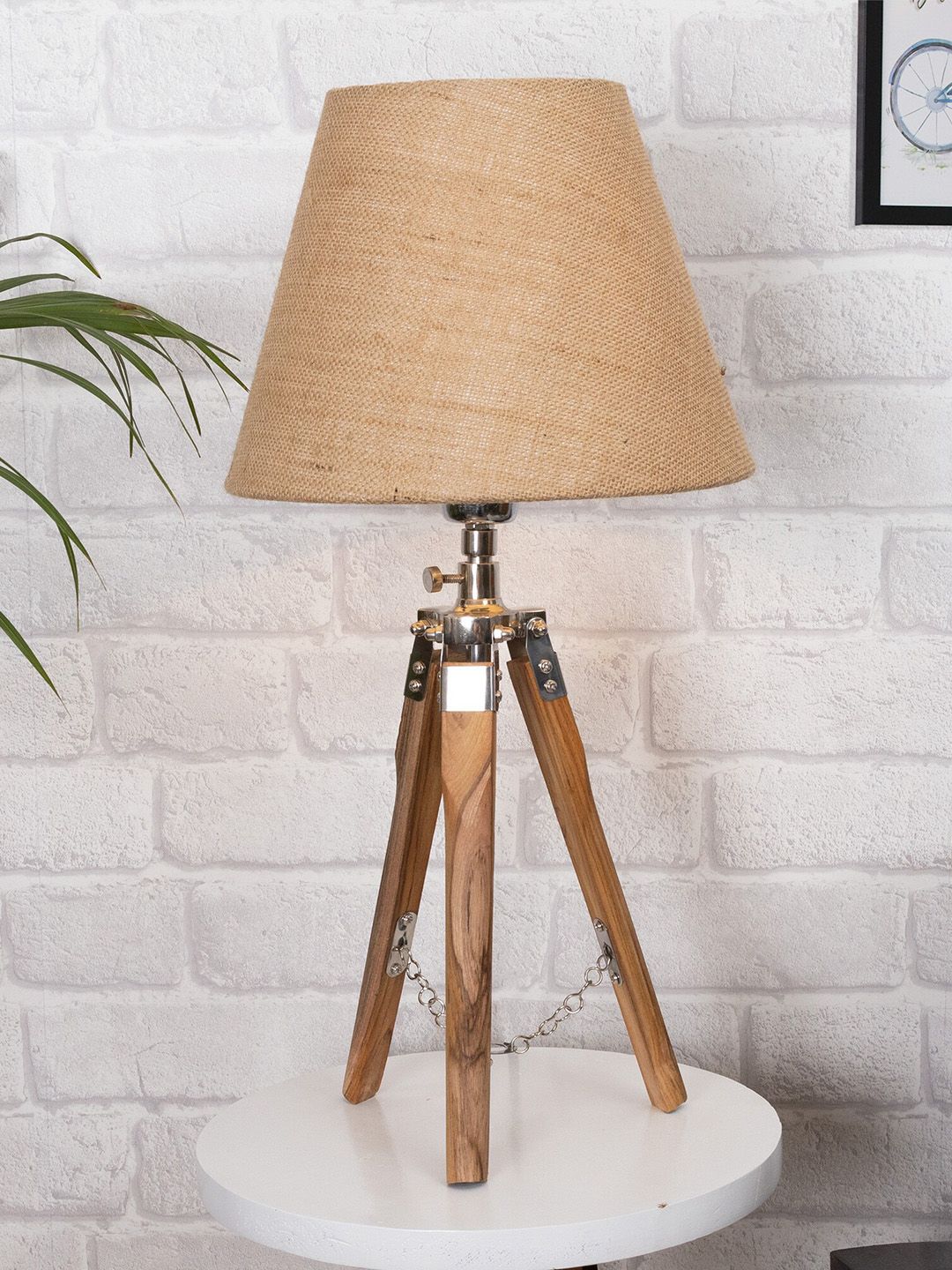 Homesake Beige Solid Contemporary Standard Table Lamp with Shade Price in India
