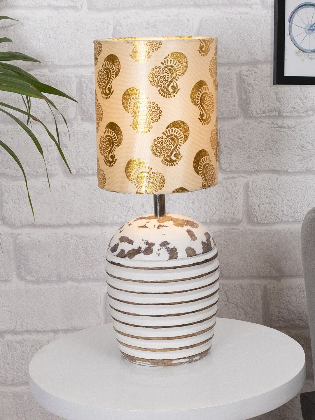 Homesake Gold-Toned Modern Table Lamp Price in India