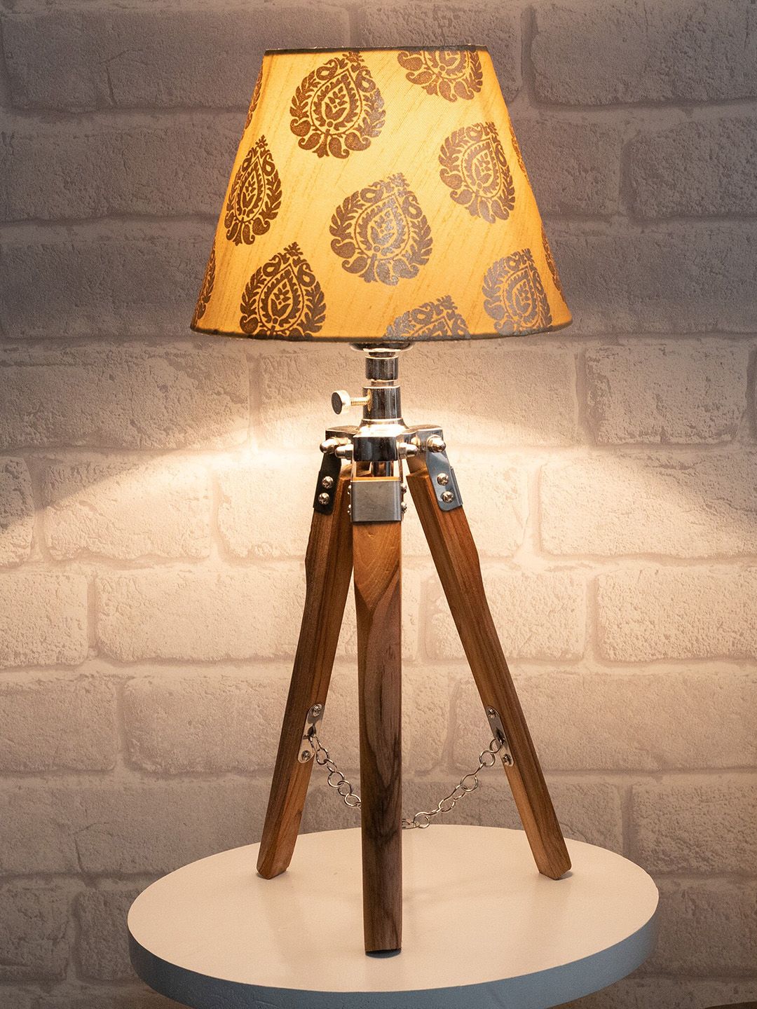 Homesake Gold-Toned Contemporary Tripod Table Lamp With Shade Price in India