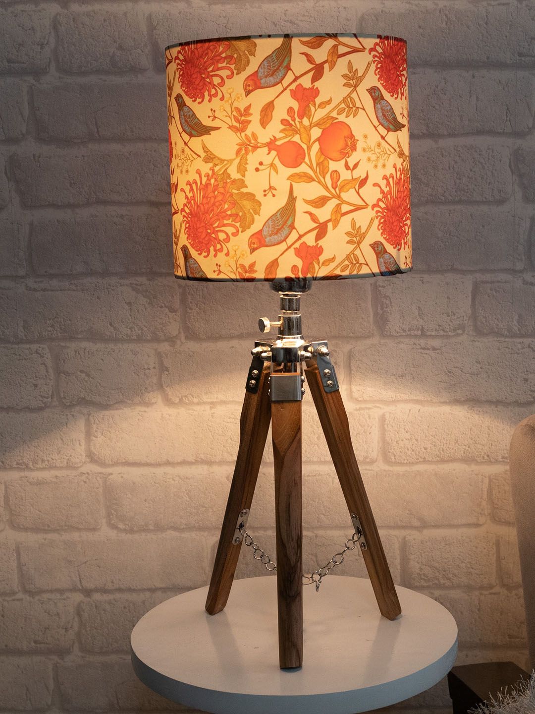 Homesake Orange Floral Printed Modern Fabric Table Lamp Price in India