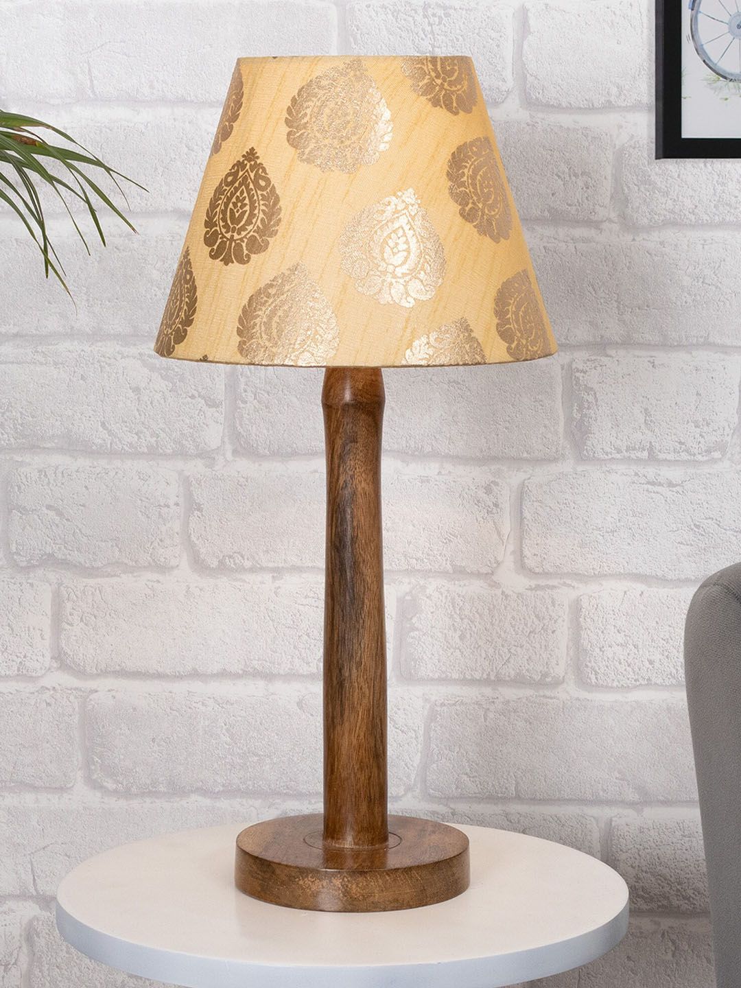 Homesake Gold Wooden Table Lamp with Shade Price in India