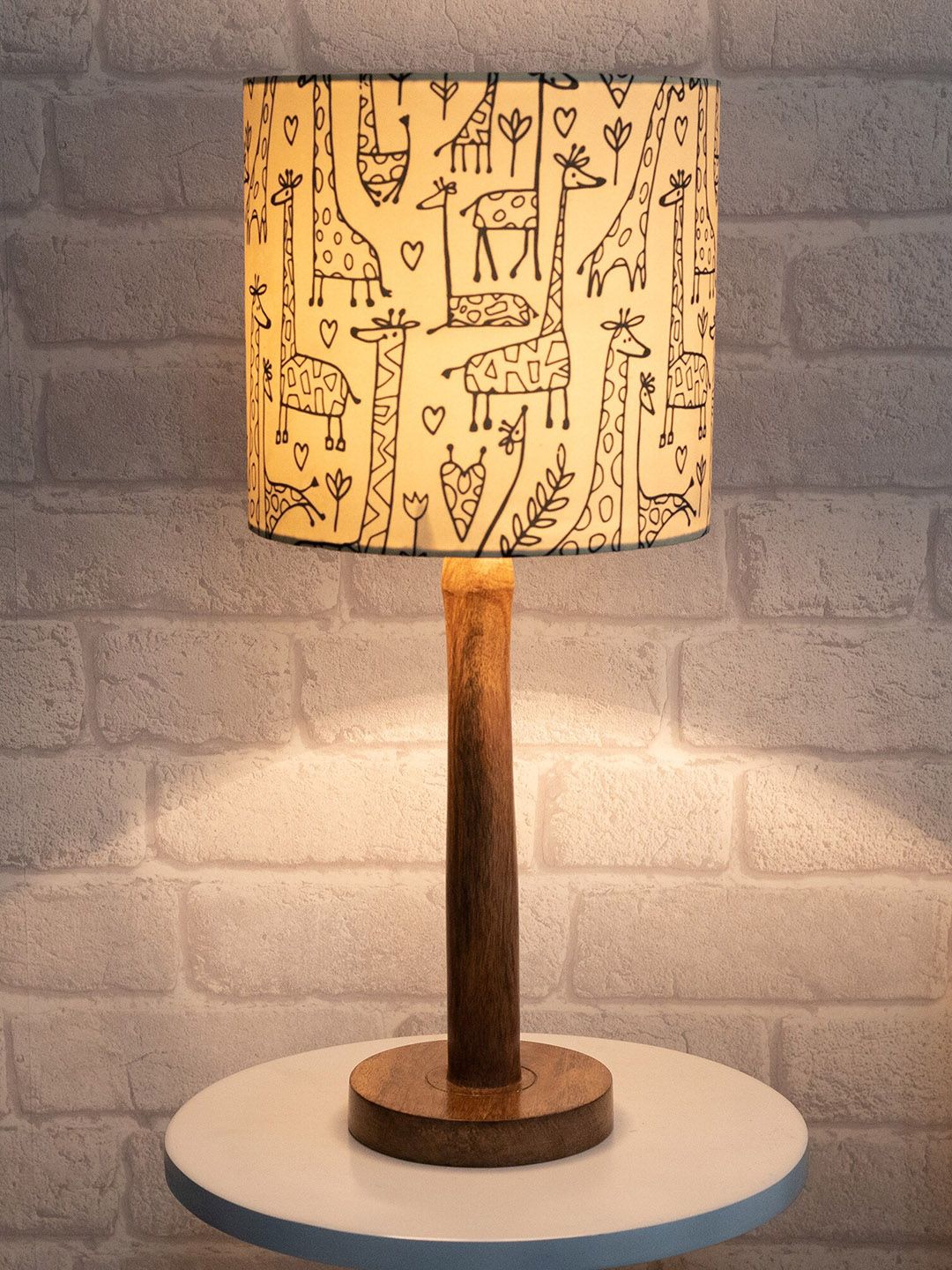 Homesake Multicolored Nordic Stick Printed Contemporary Table Lamp With Shade Price in India