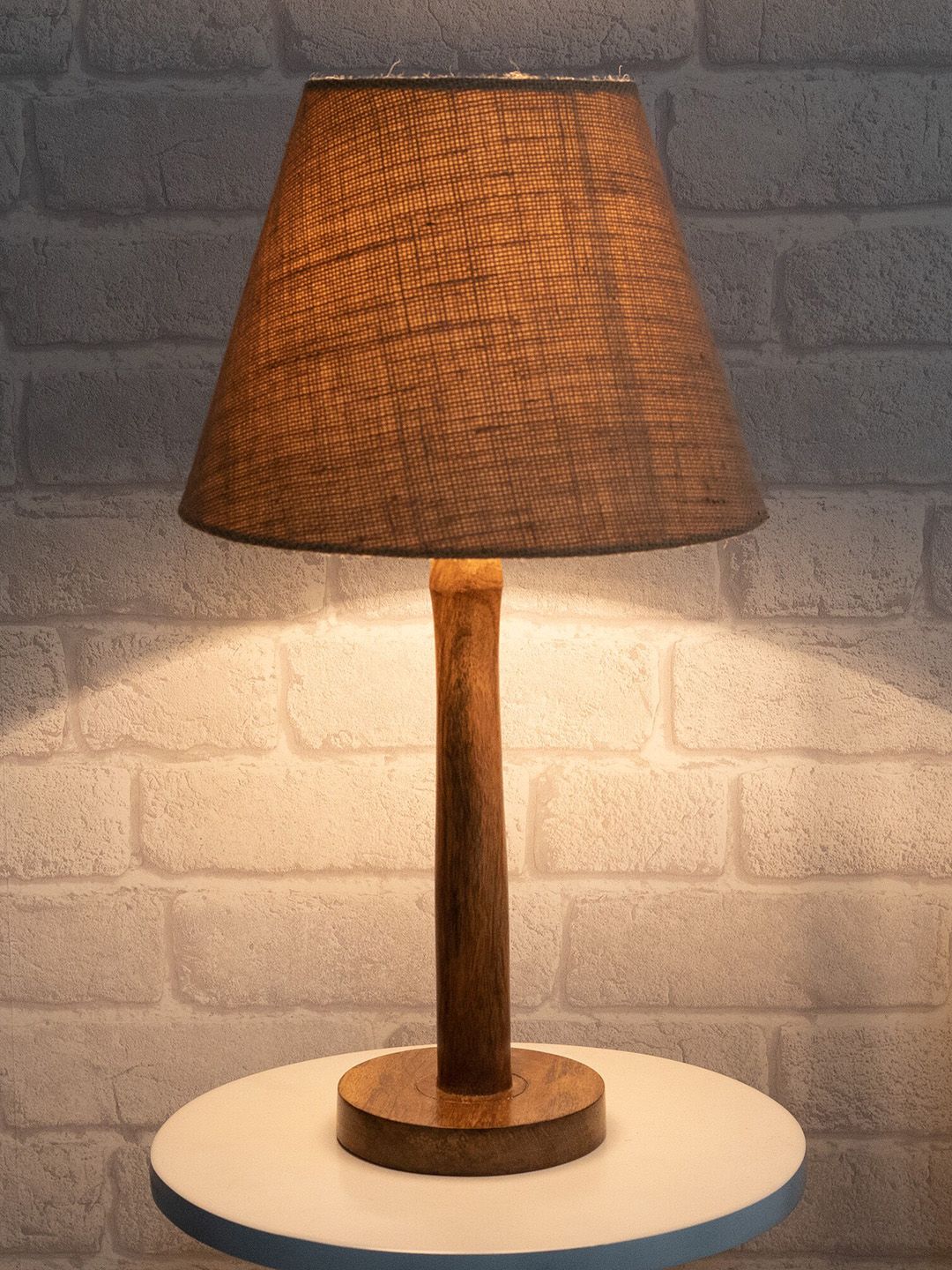 Homesake Beige Solid Contemporary Bedside Standard Table Lamp with Shade Price in India