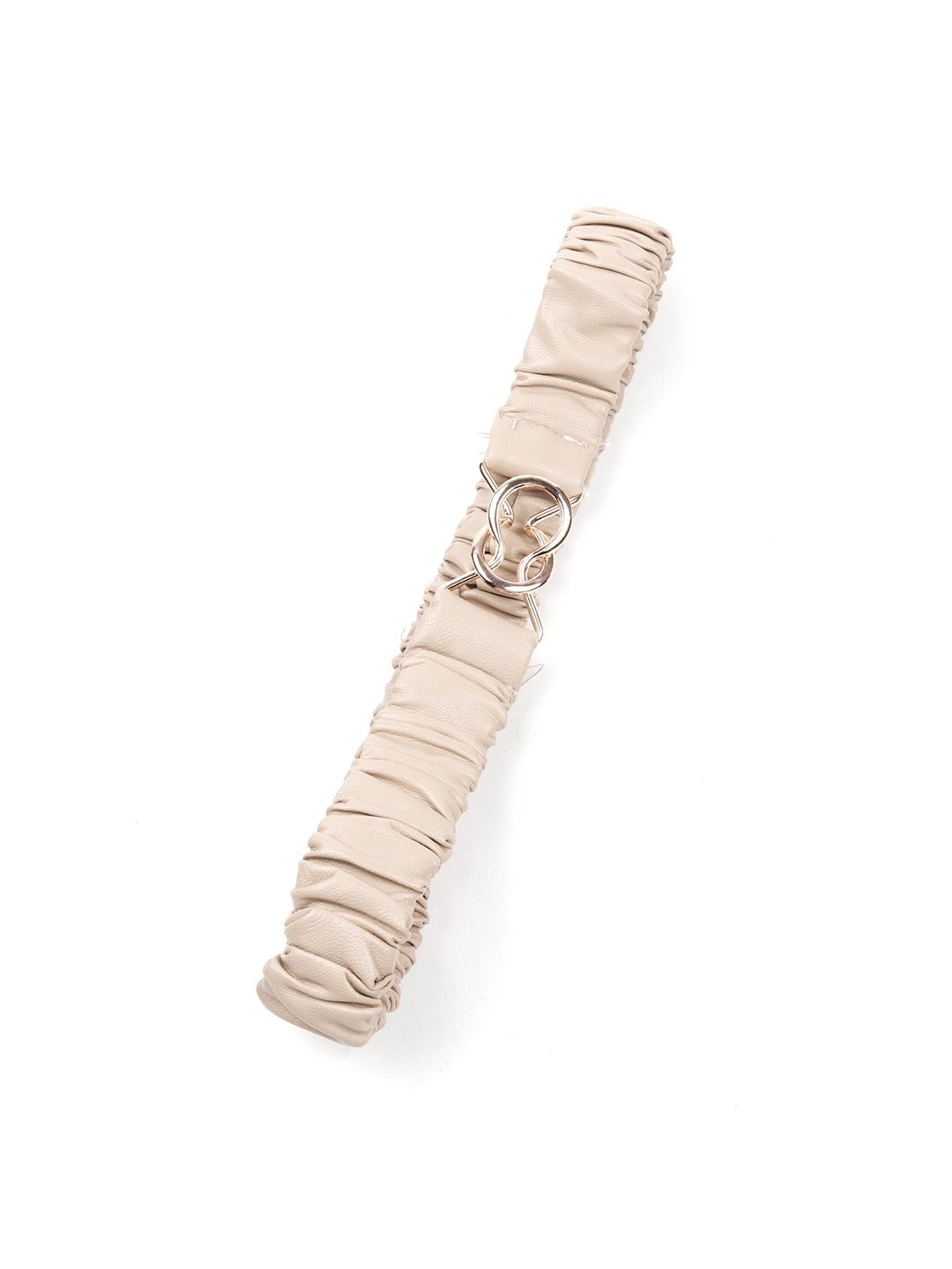 ODETTE Women Cream-Coloured Textured PU Belt Price in India