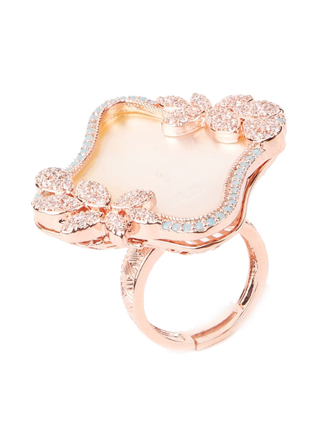 ODETTE Gold-Toned Stone-Studded Adjustable Finger Ring Price in India