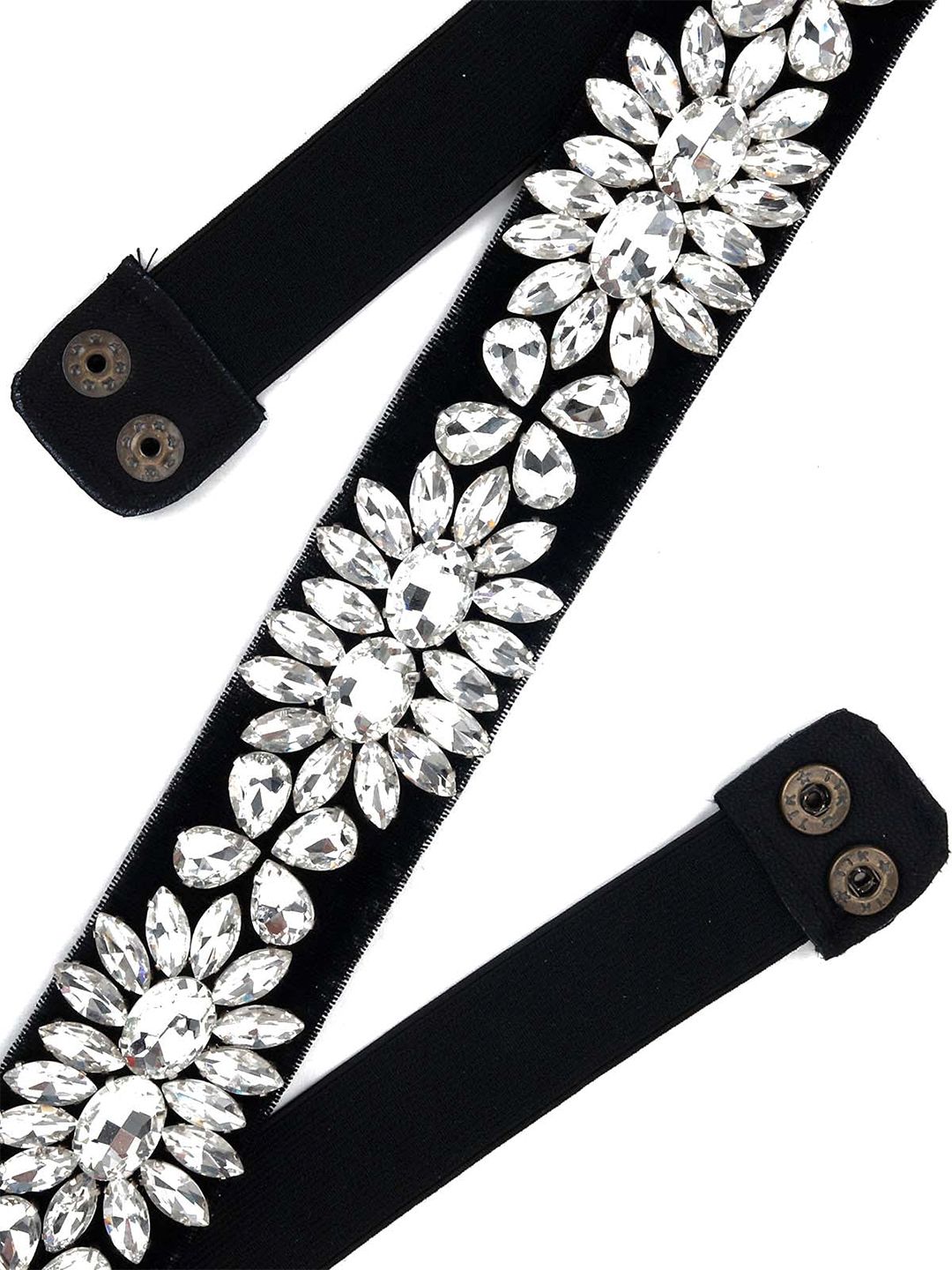 ODETTE Women Black Embellished PU Belt Price in India