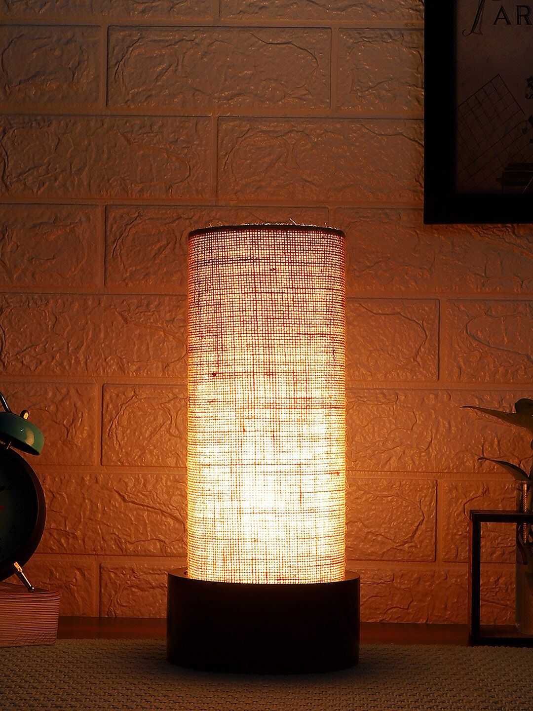 Devansh Beige Jute Table Lamp with Wooden Base Price in India