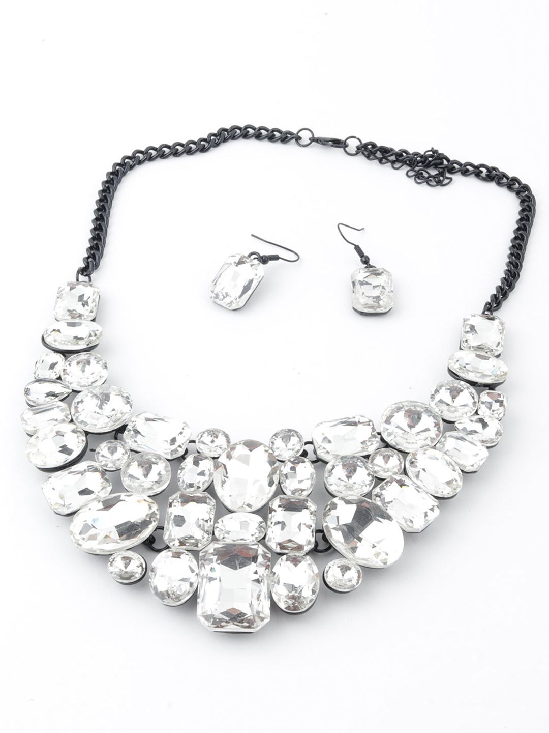 ODETTE White Stone Studded Handcrafted Statement Necklace Price in India