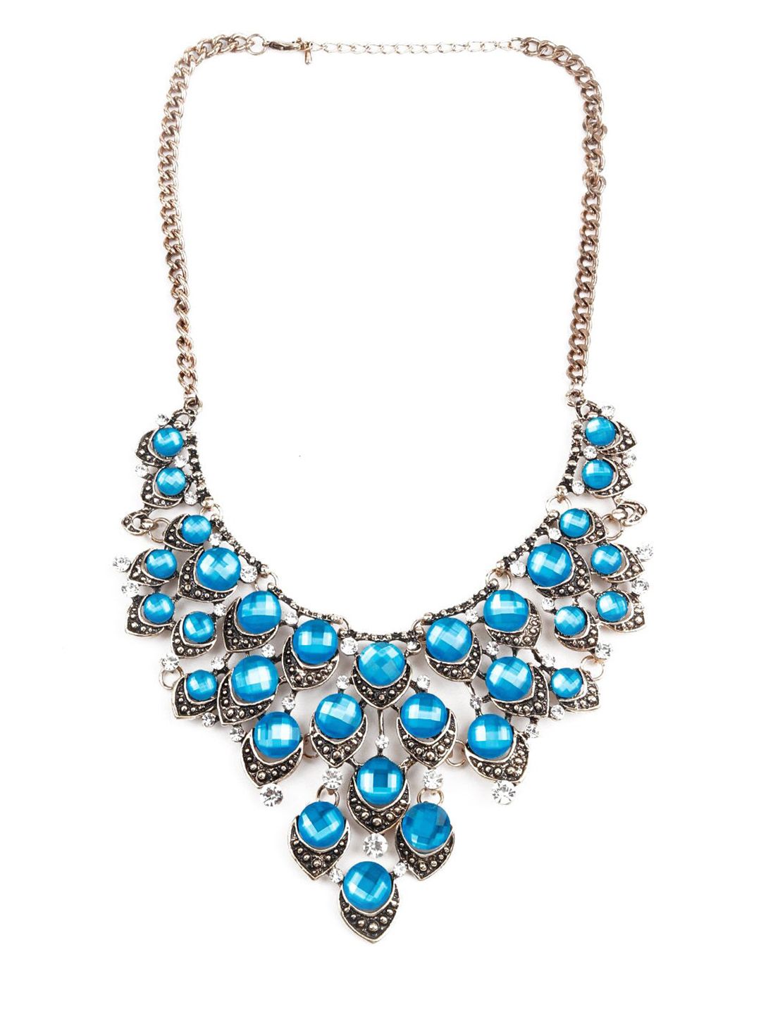 ODETTE Blue Artificial Stones Oxidised Necklace Price in India
