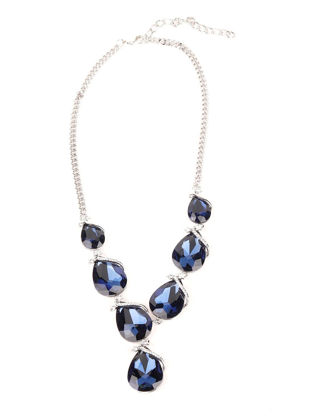 ODETTE Navy Blue Stone Studded Statement Necklace Price in India