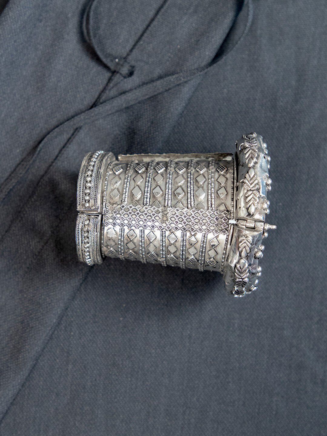 creyons by mansi Women Silver-Toned Afghan Cuff Bracelet Price in India