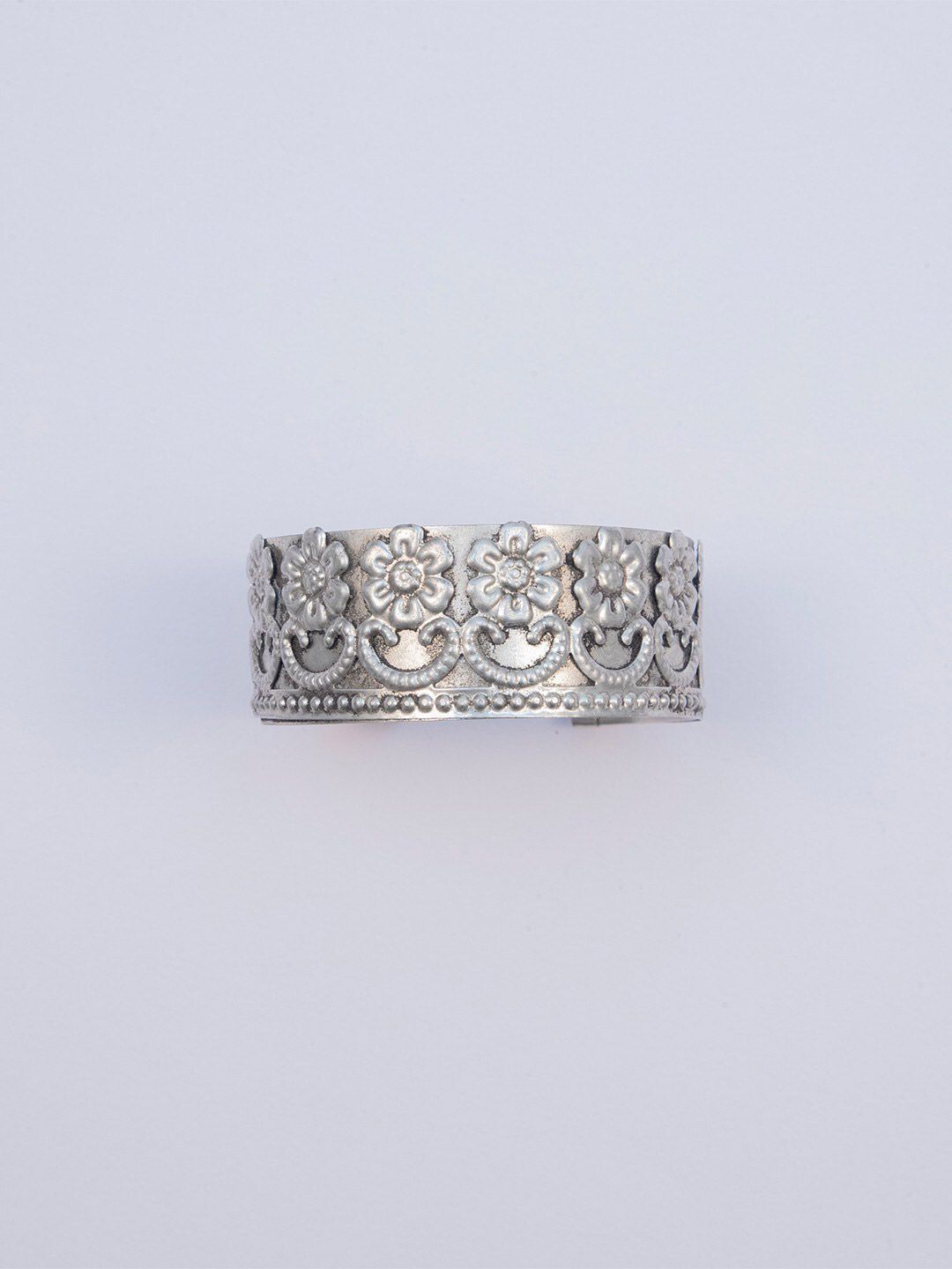creyons by mansi Women Silver-Toned Cuff Bracelet Price in India