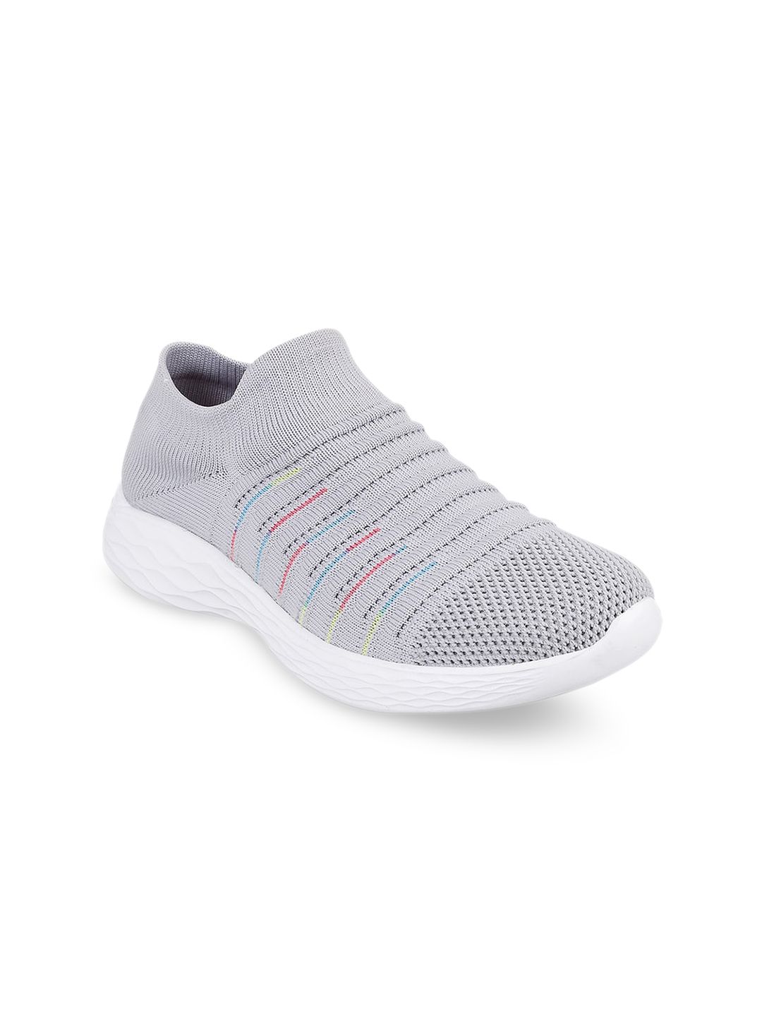 Metro Women Grey Woven Design Slip-On Sneakers Price in India