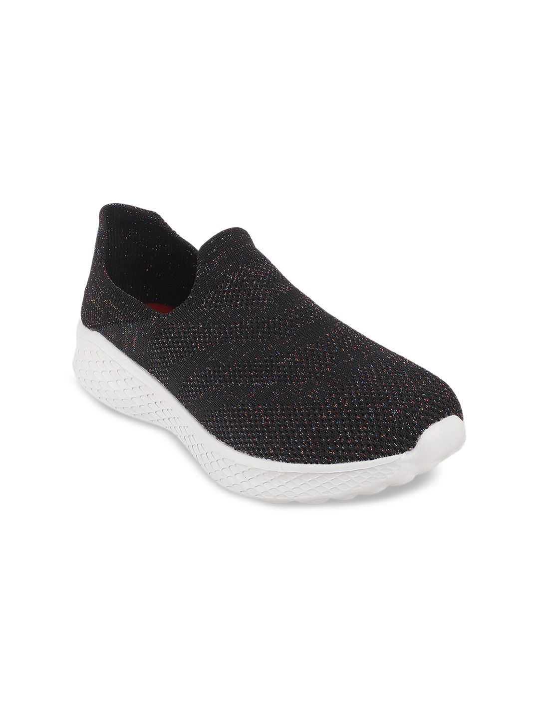 Metro Women Black Woven Design Slip-On Sneakers Price in India