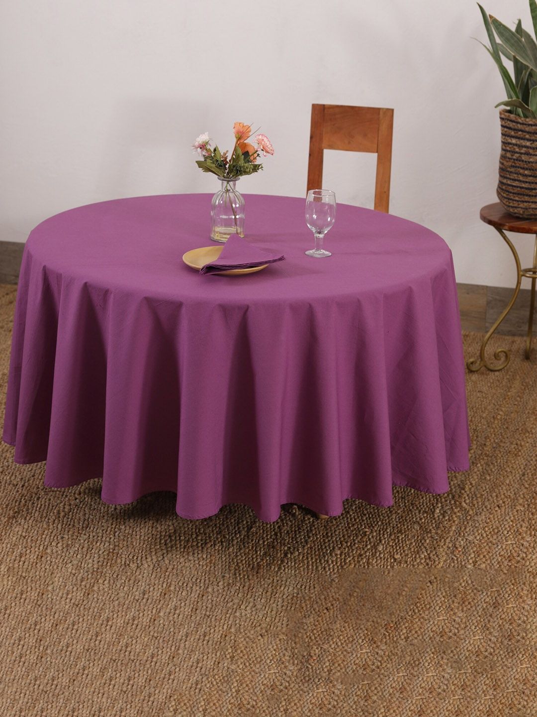 HANDICRAFT PALACE  Purple 6 Seater Solid Table Covers Price in India