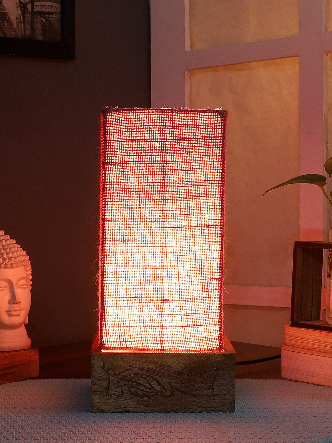 Devansh Pink Jute Table Lamp Price in India