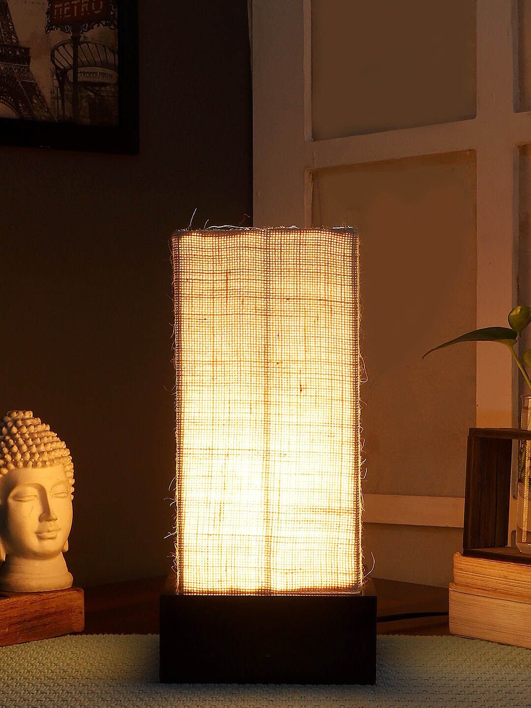 Devansh Blue Jute Table Lamp with Wood Base Price in India