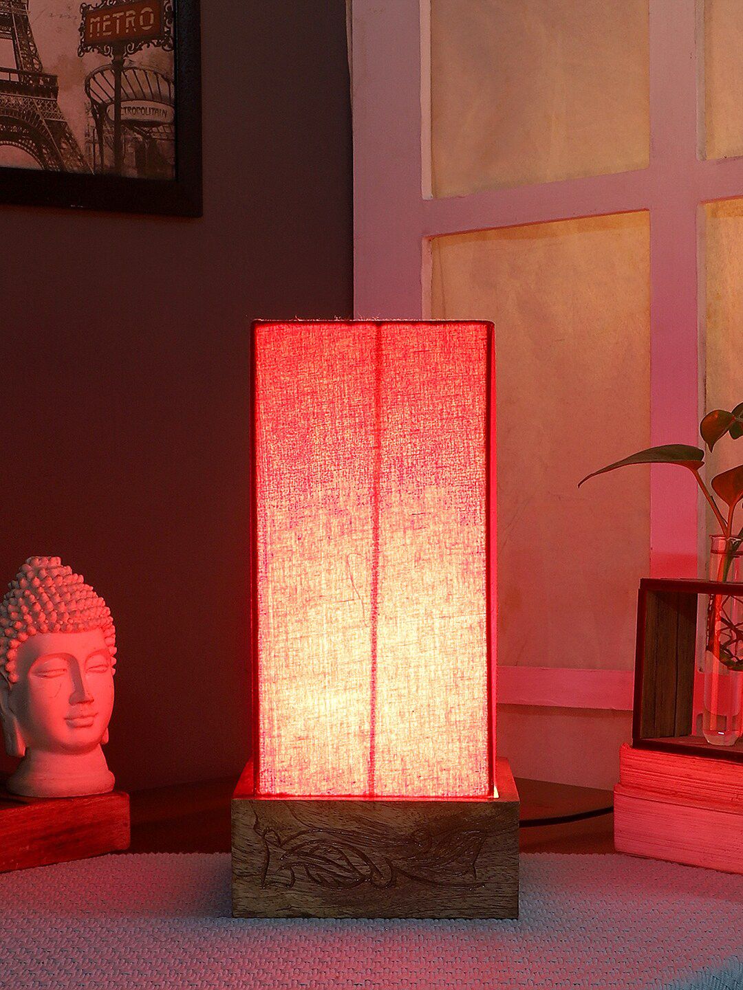 Devansh Red Contemporary Bedside Standard Table Lamp Price in India