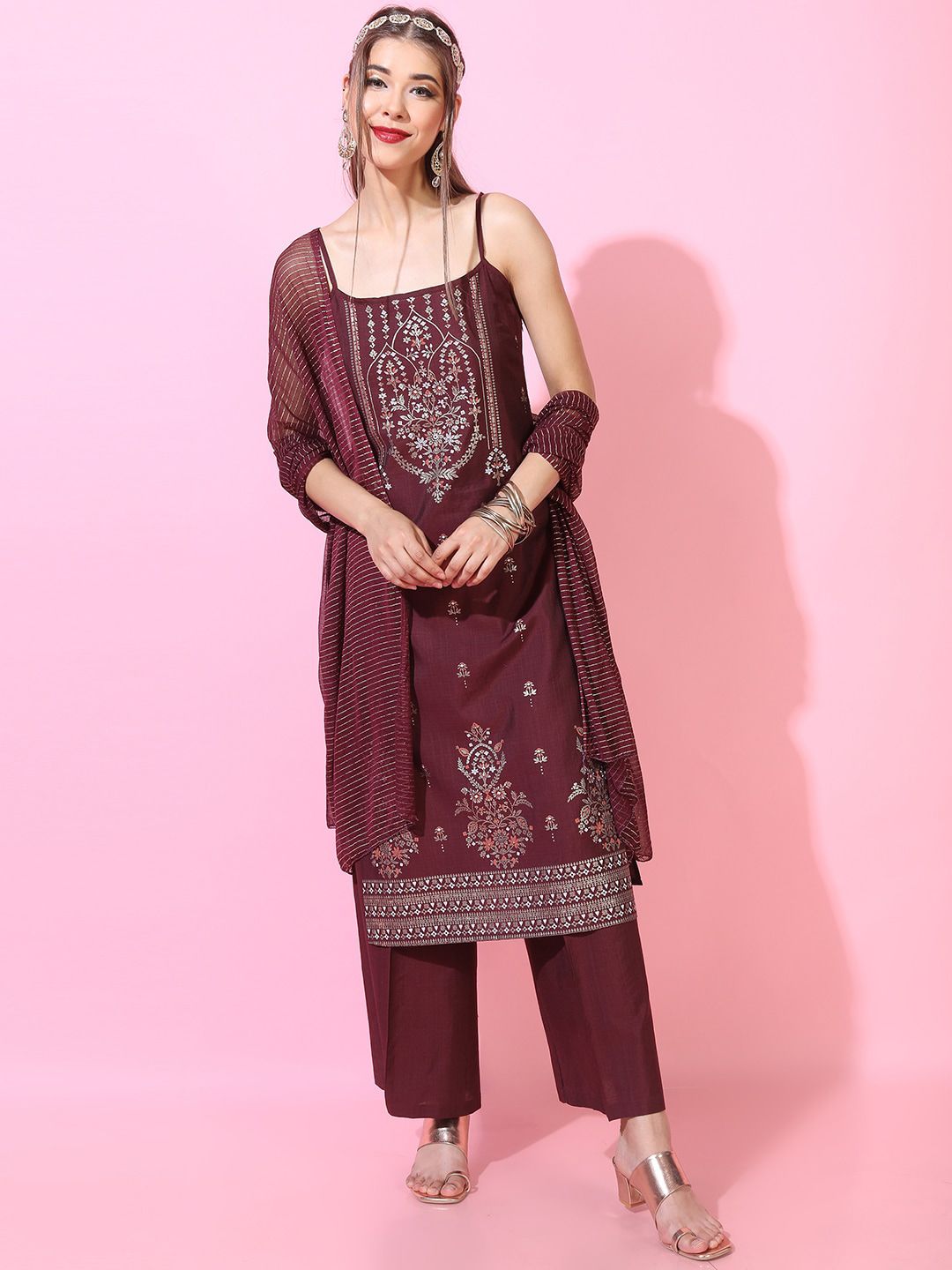 Vishudh Women Floral Printed Kurta with Palazzo & dupatta Price in India