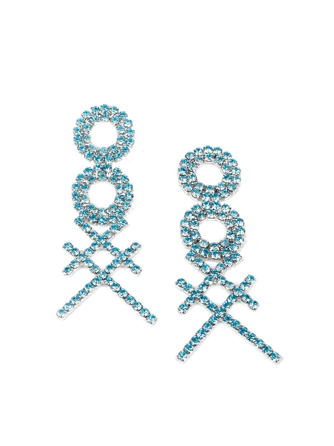 ODETTE Blue Geometric Drop Earrings Price in India