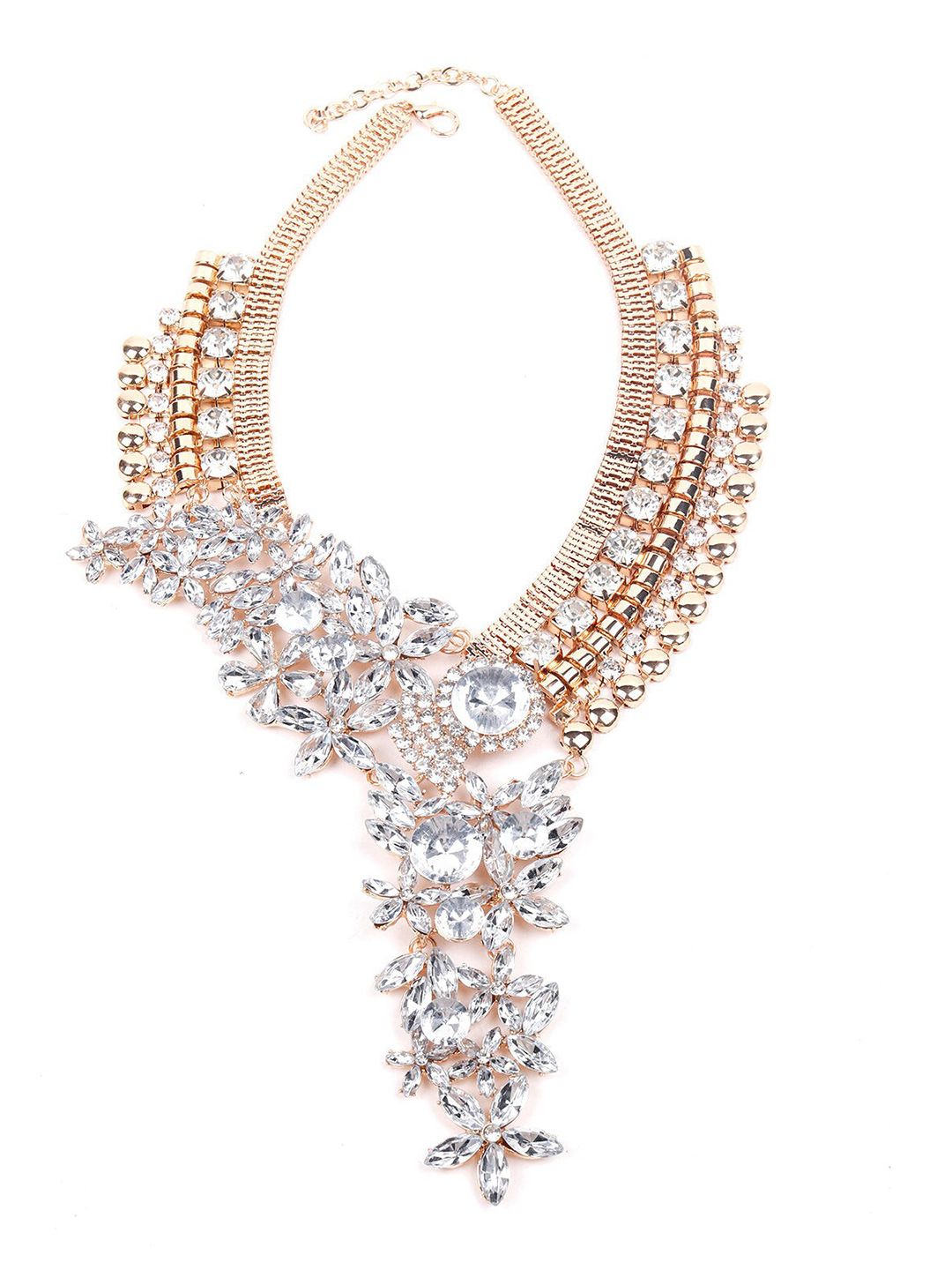 ODETTE Gold-Toned & White Stones Necklace Price in India