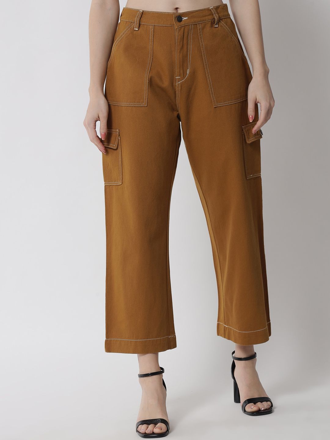 River Of Design Jeans Women Tan Wide Leg High-Rise Jeans Price in India