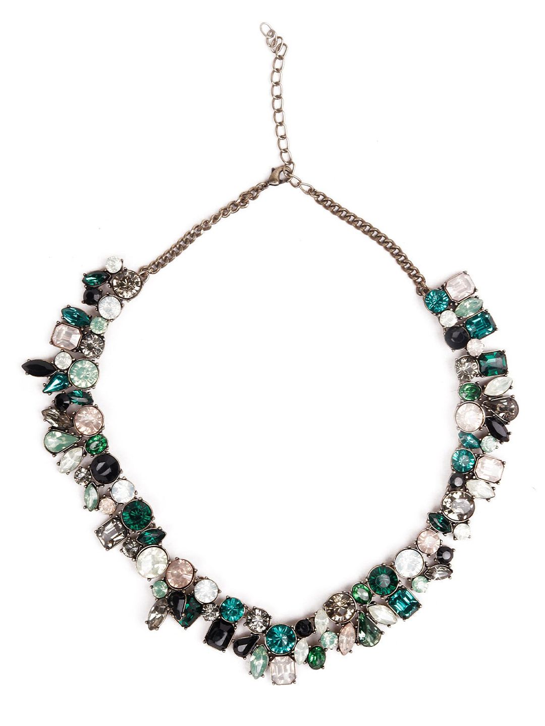 ODETTE Gold-Toned & Green Stone Studded Necklace Price in India