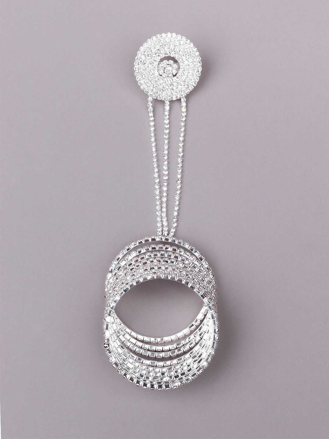 ODETTE Women Silver-Toned & White Stones-Studded Ring Bracelet Price in India