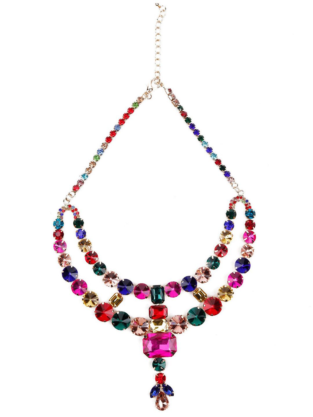 ODETTE Gold-Toned & Pink Stone Studded Necklace Price in India
