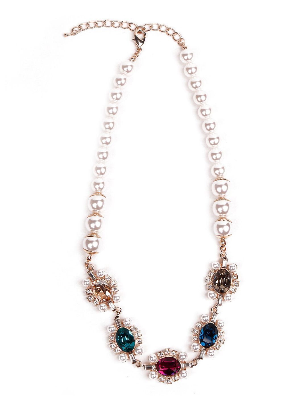 ODETTE White & Gold-Toned Embellished Necklace Price in India