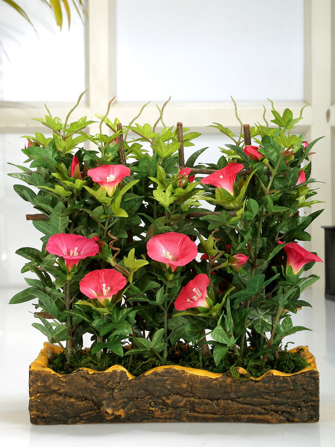 Fourwalls Brown & Green Artificial Morning Glory Plant With Polyurethane Pot Price in India